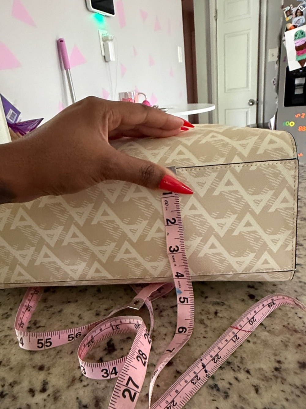 ALDO Beige & Brown Monogram Tote with Gold Chain Handles never worn - Picture 12 of 14